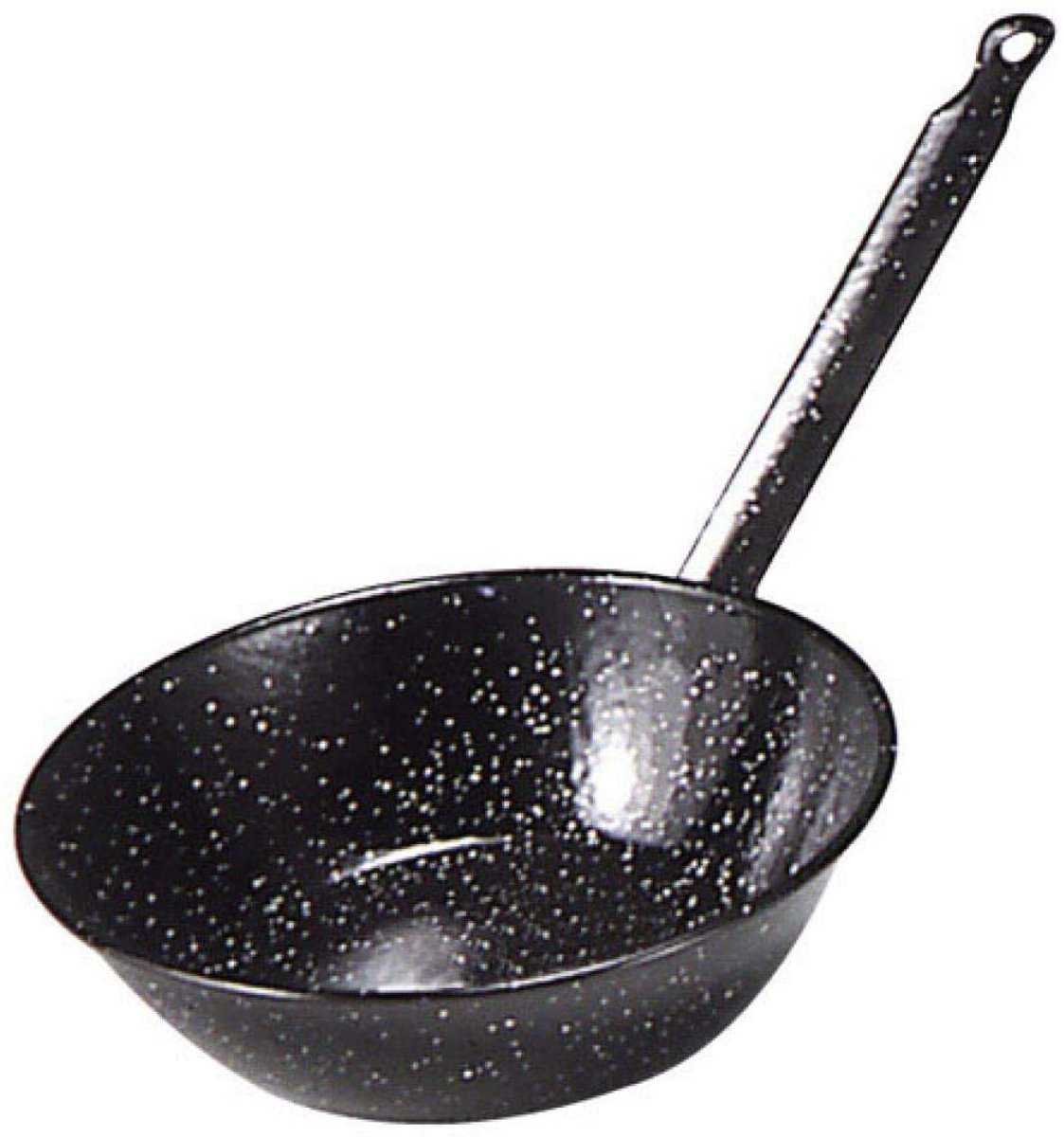 Zwart geëmailleerde steelpan met spikkels