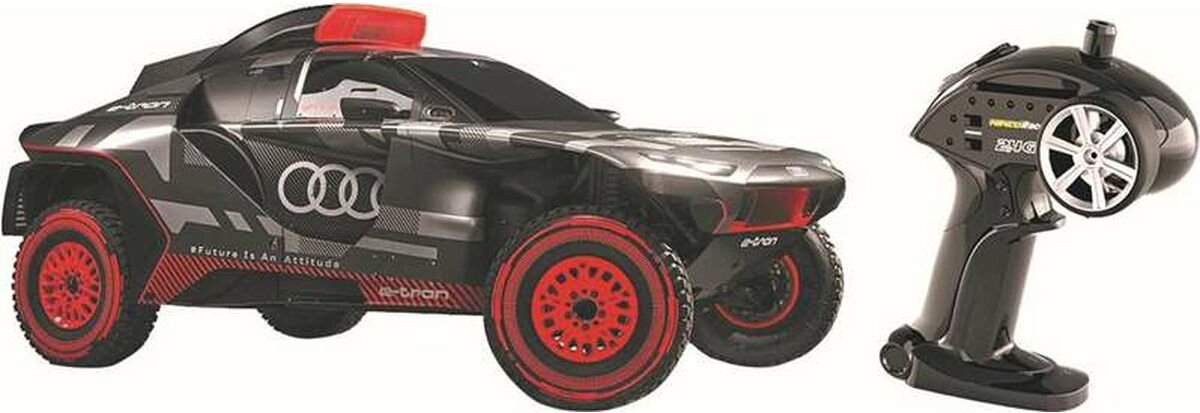 Zwarte Audi RC rallyauto met afstandsbediening