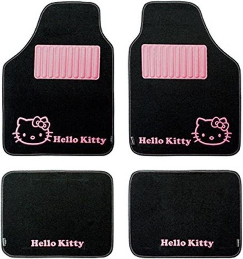 Zwarte Hello Kitty automatten met roze details