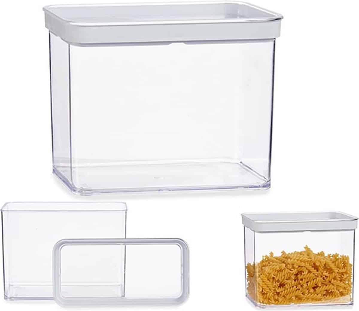 Transparante voorraaddozen met deksel, verschillende maten