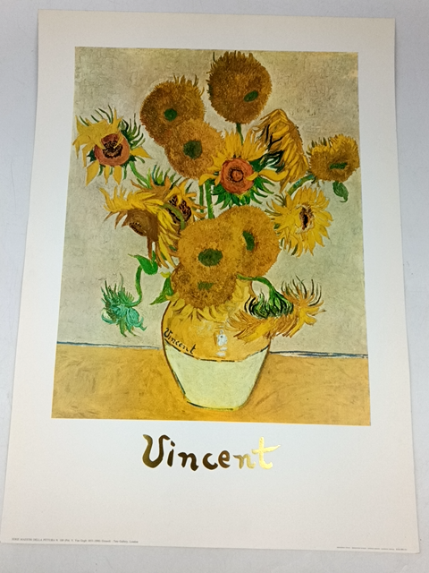 Schilderij van zonnebloemen in vaas