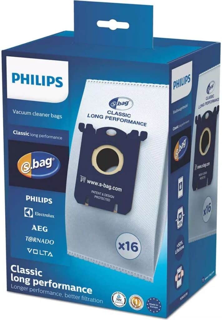 Philips stofzuigerzakken, 16 stuks, lange levensduur.