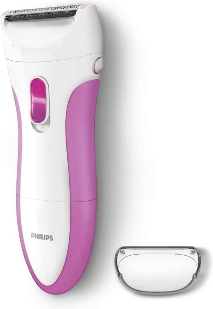 Philips scheerapparaat met roze detail en opzetstuk