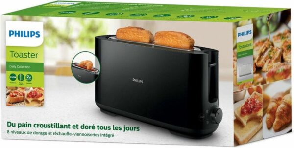 Philips broodrooster met croissants op de verpakking.