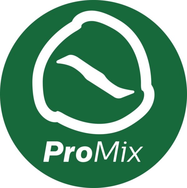 Groen ProMix logo met abstracte vormen