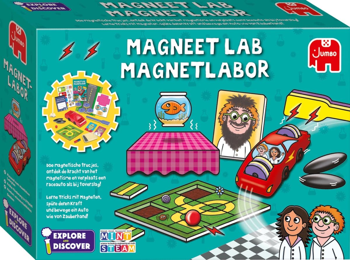 Magneet laboratorium speelgoeddoos voor kinderen.