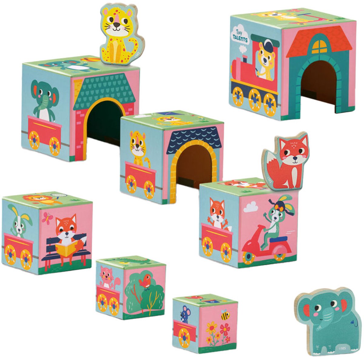 Speelgoedblokken met dierenillustraties voor kinderen