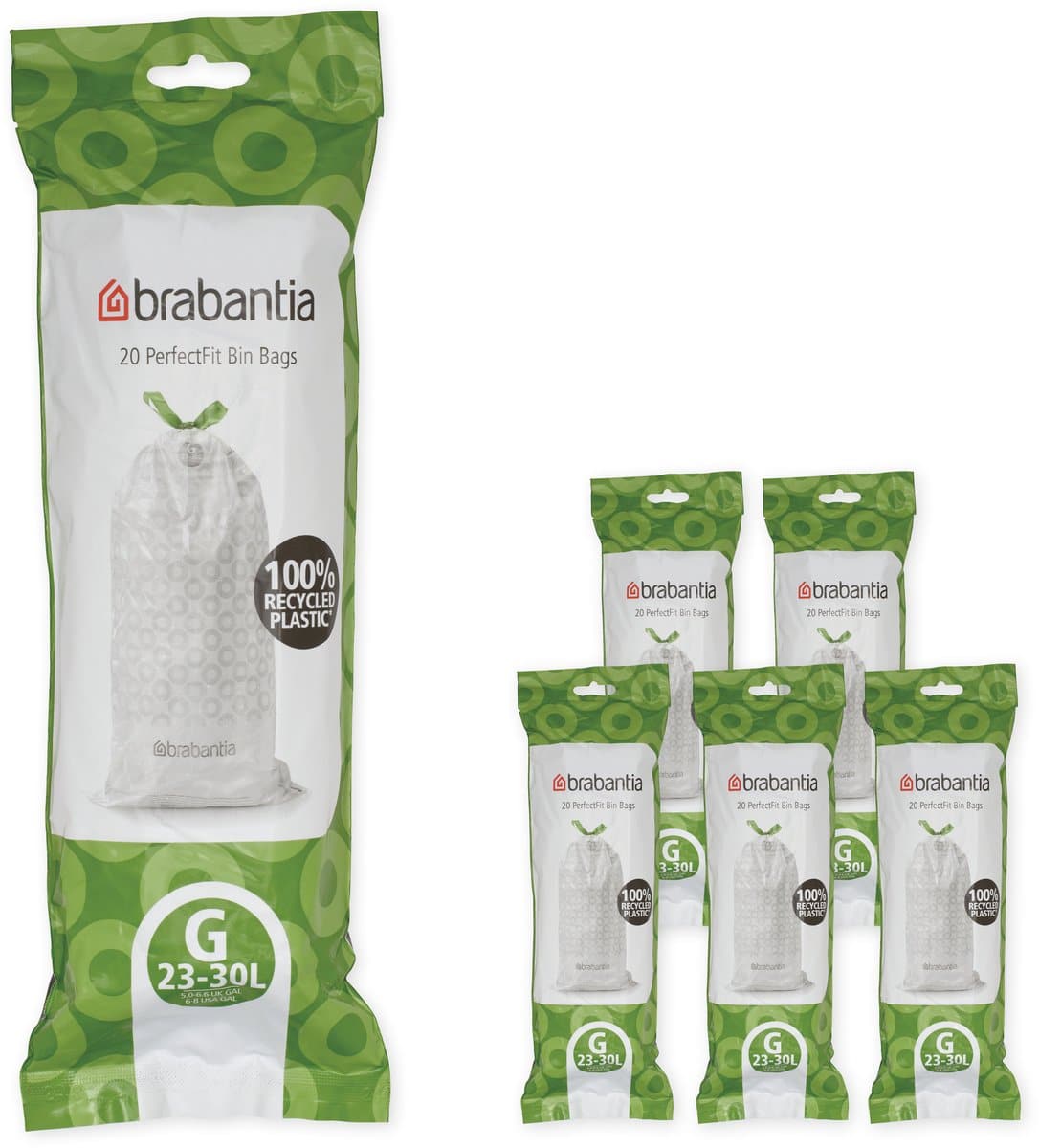 Brabantia vuilniszakken 23-30L, 100% gerecycled plastic.