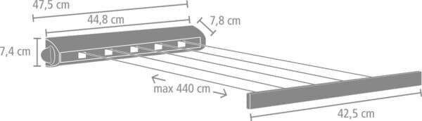 Afmetingen van uitschuifbare waslijn in diagram