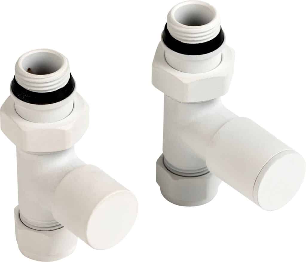 Witte radiatorhoekkranen, set van twee.