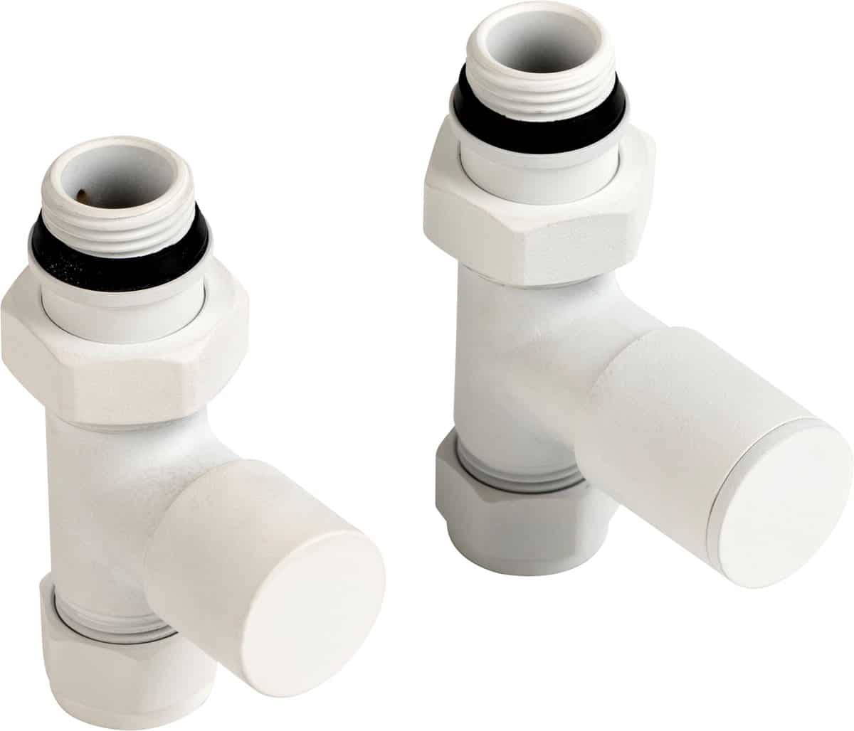 Witte radiatorhoekkranen, set van twee.