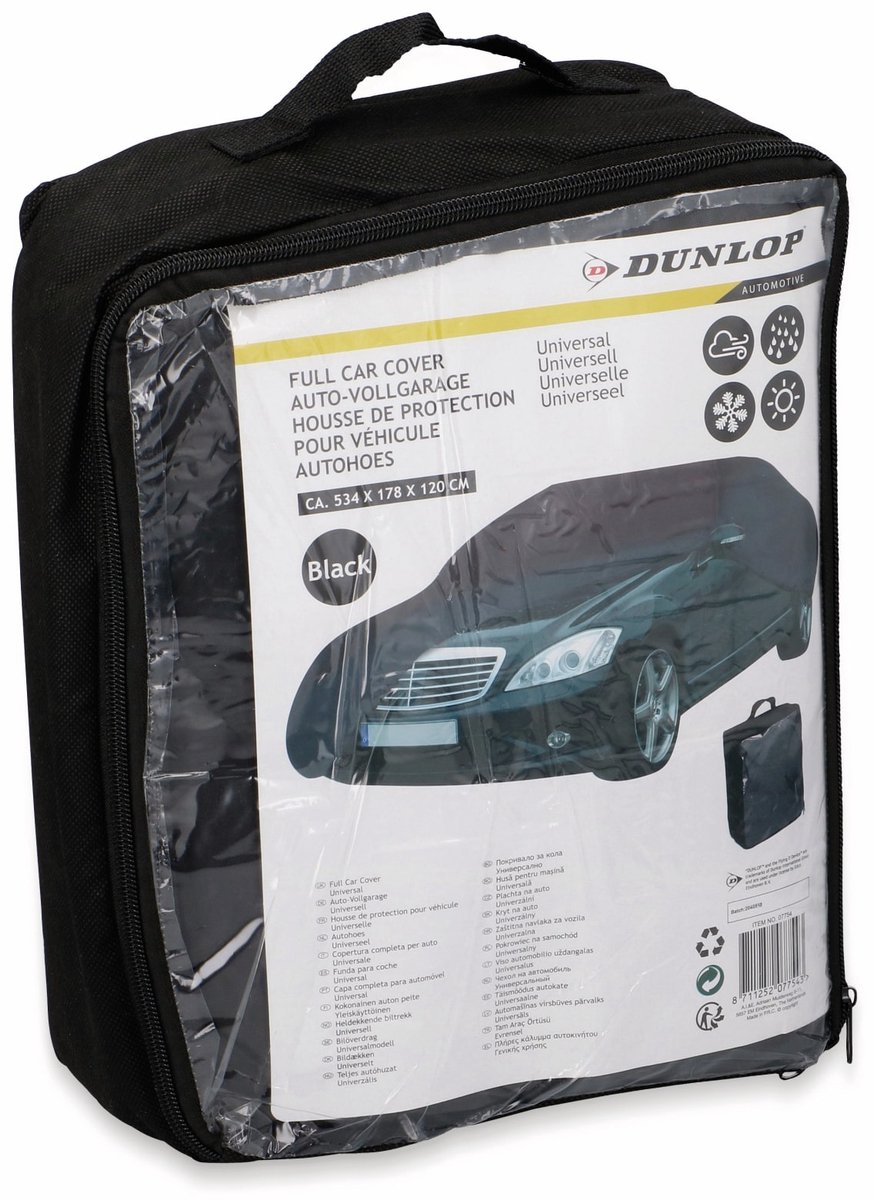Universele zwarte autohoes in verpakking