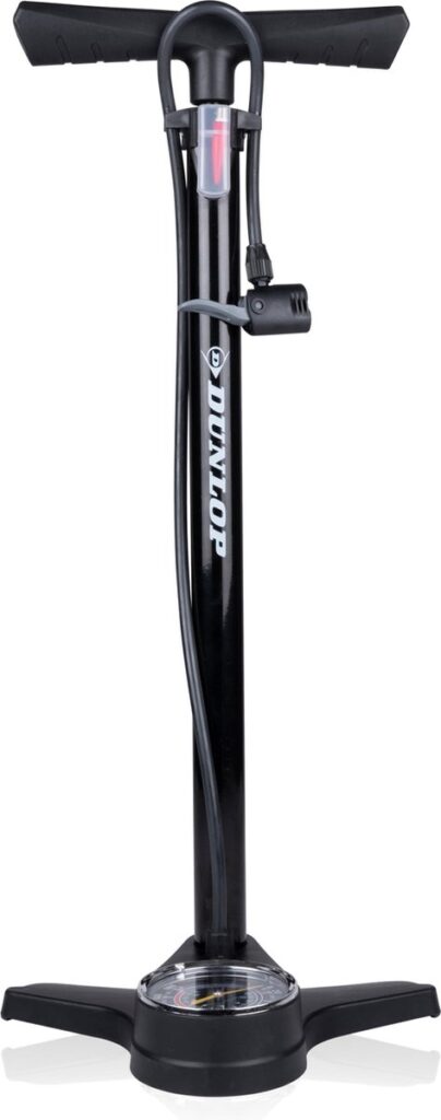 Zwarte fietspomp met drukmeter