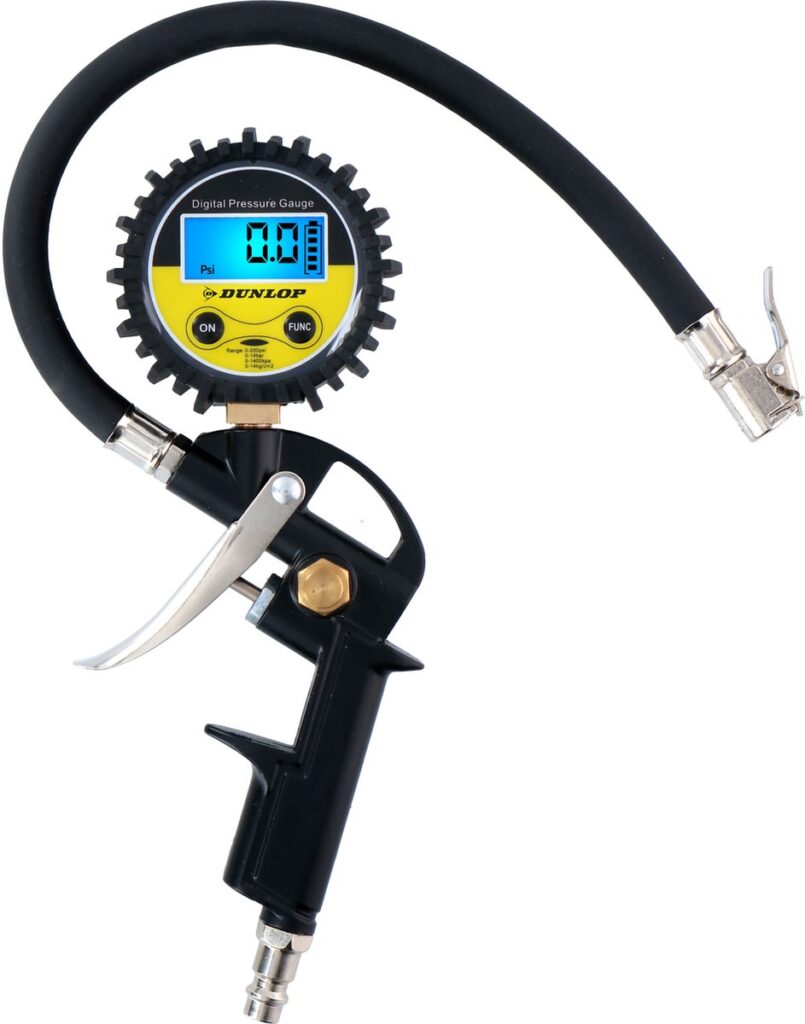 Digitale bandenspanningsmeter met slang en pistoolgreep