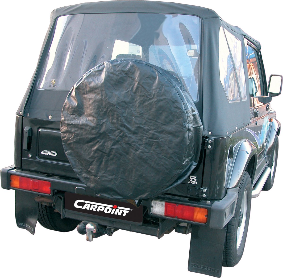 Achterkant van een zwarte 4WD auto