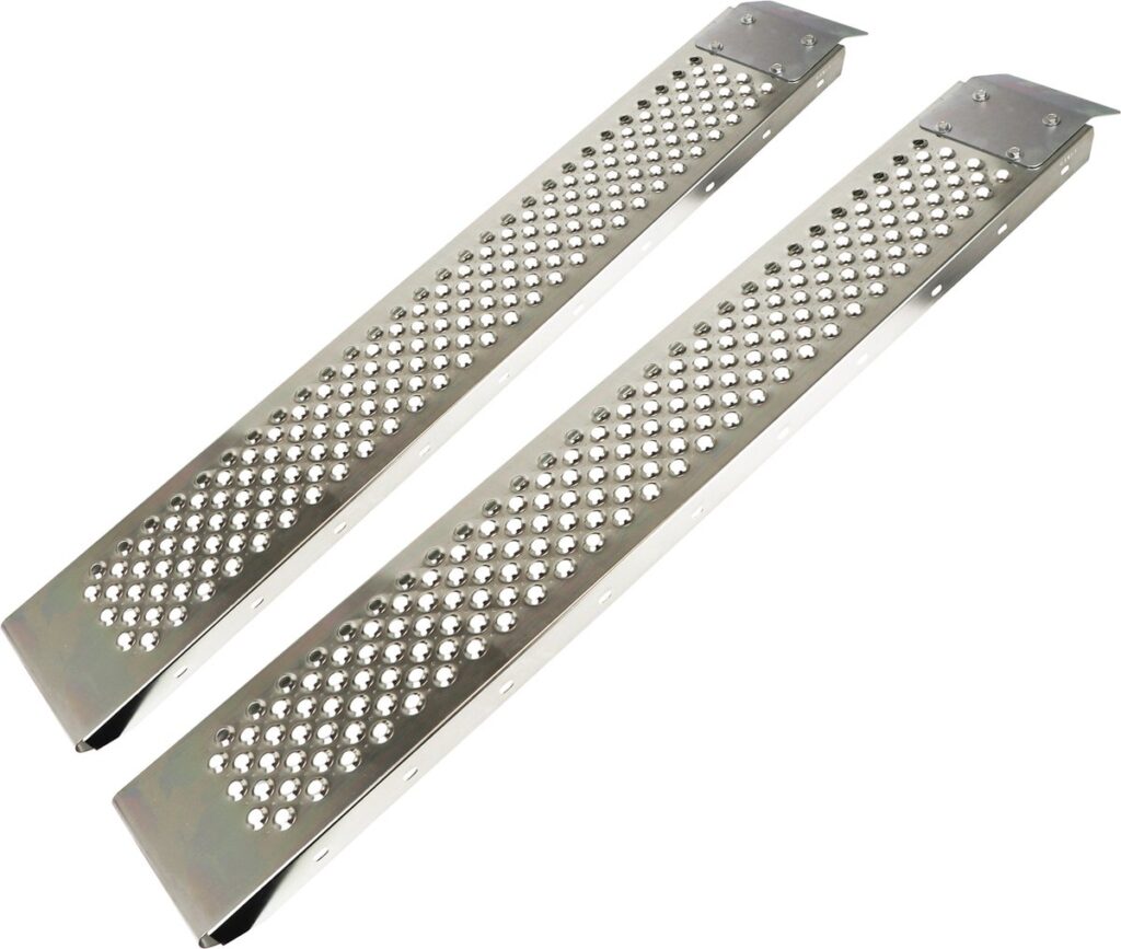 Two perforated metal ramps