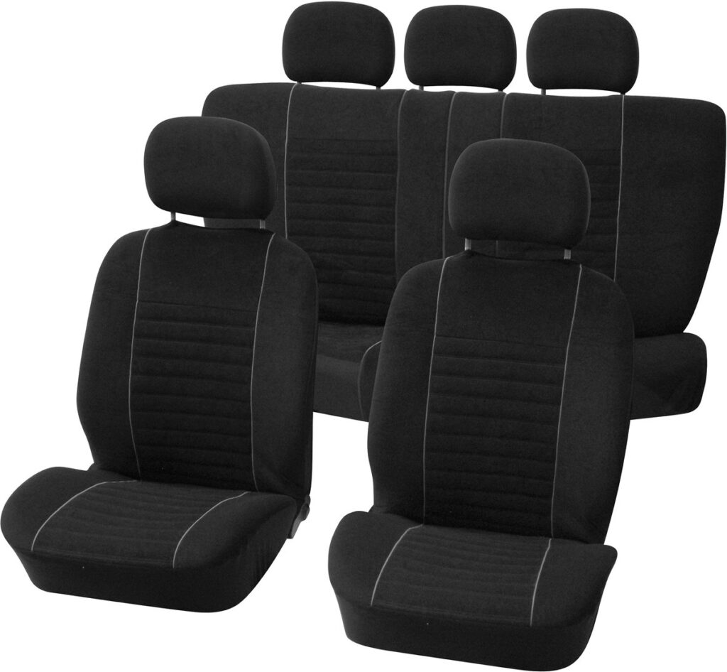 Black car seat cover set with headrests