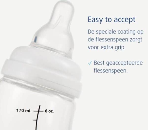 Flessenspeen met extra grip en populaire acceptatie.