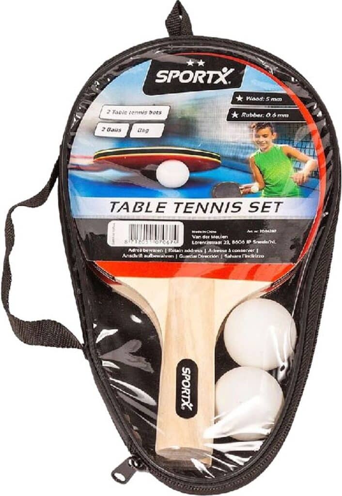 Tafeltennis set met batjes en ballen in tas