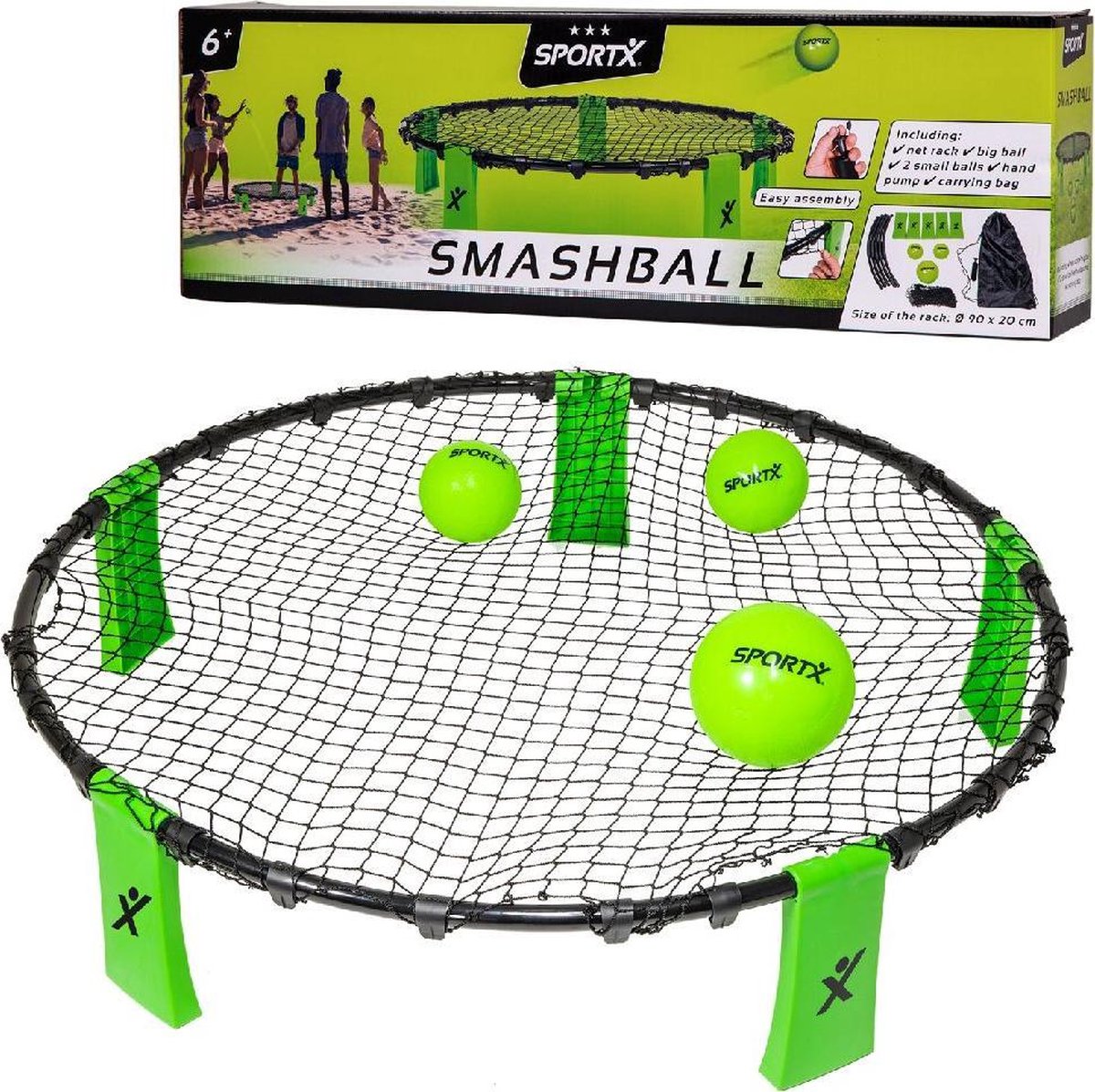 SportX Smashball set met ballen en net.