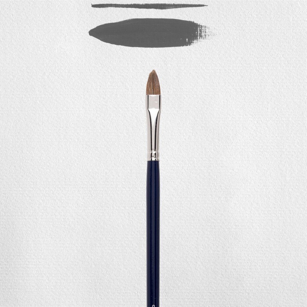 Kwast met grijze penseelstreek op canvas