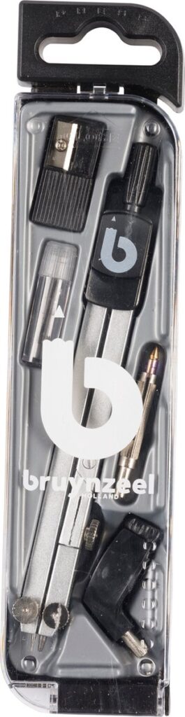 Tekendoos met passer en accessoires.