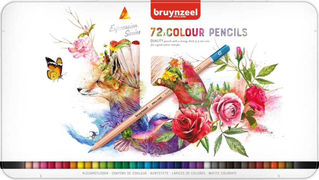 Bruynzeel kleurpotloden set met kleurrijke illustraties.