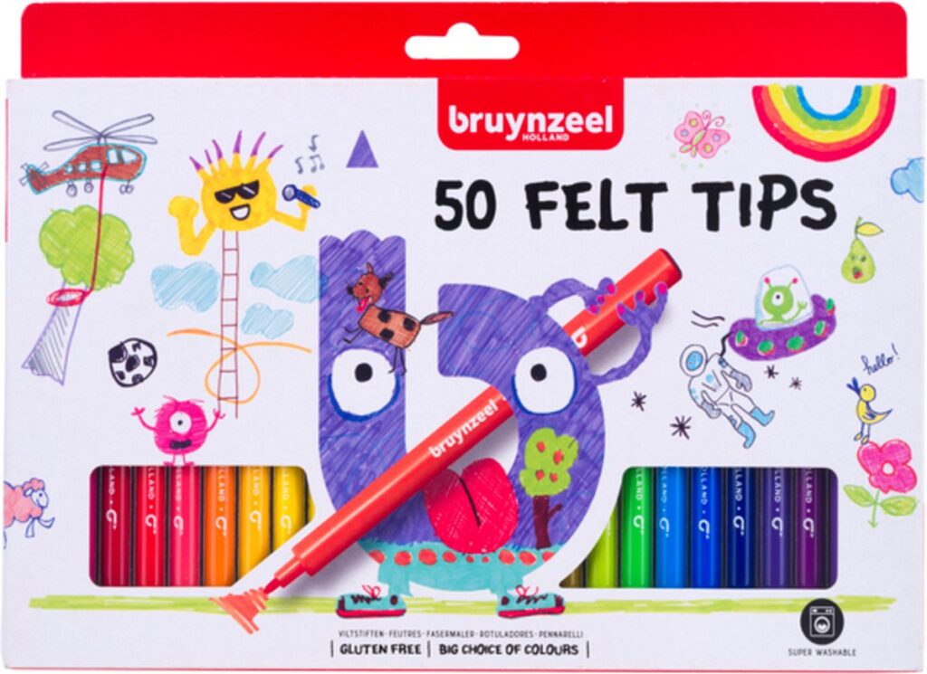 Bruynzeel viltstiften 50 stuks, kleurrijke verpakking