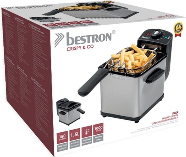 Bestron friteuse met friet in mandje.