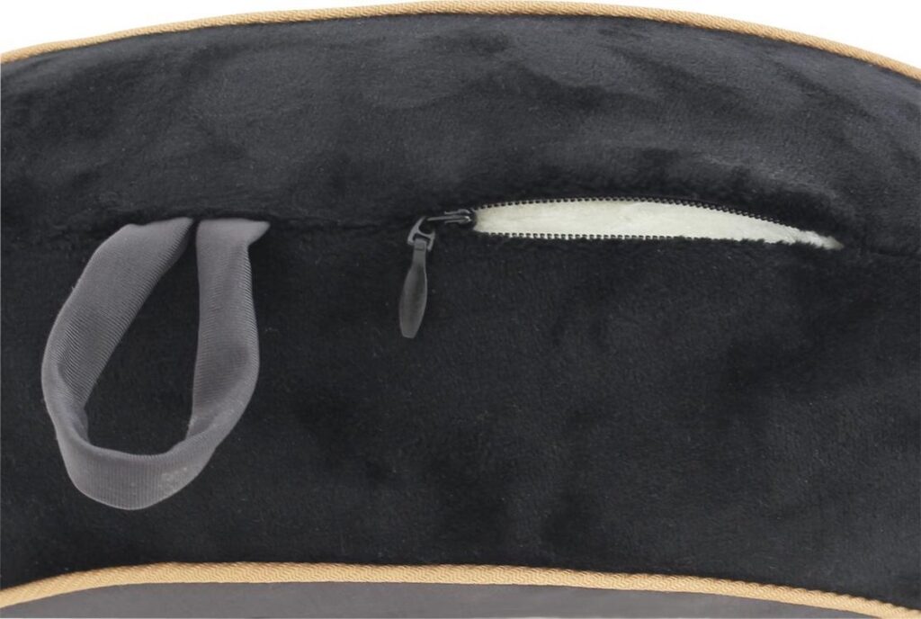 Zwarte kussenhoes met rits en grijze lus