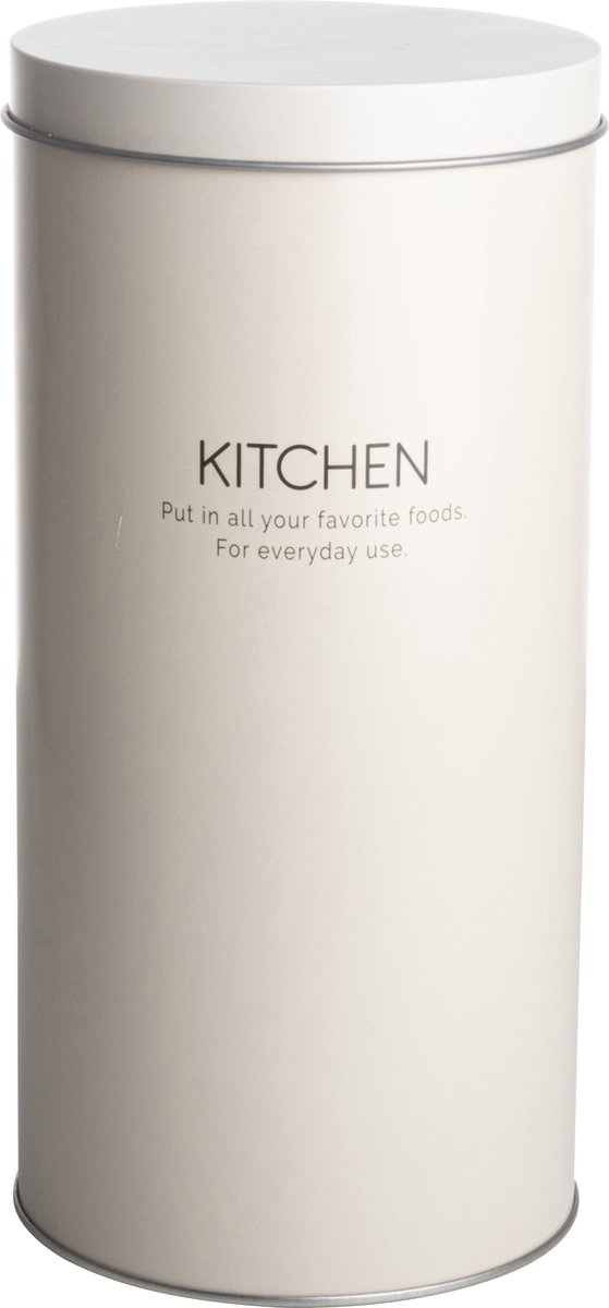 White metal kitchen storage container with lid