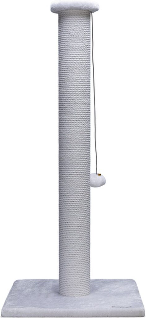 Kattenkrabpaal met hangende speelgoedmuis