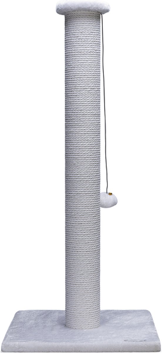 Kattenkrabpaal met hangende speelgoedmuis