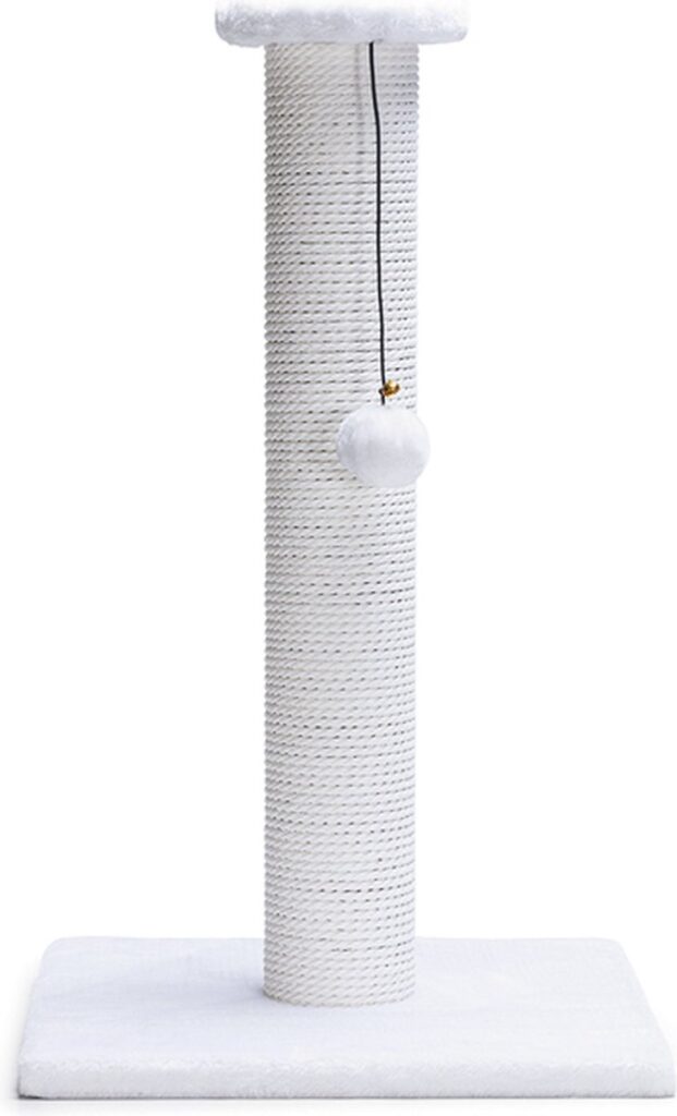 Wit krabpaal met speeltje voor katten
