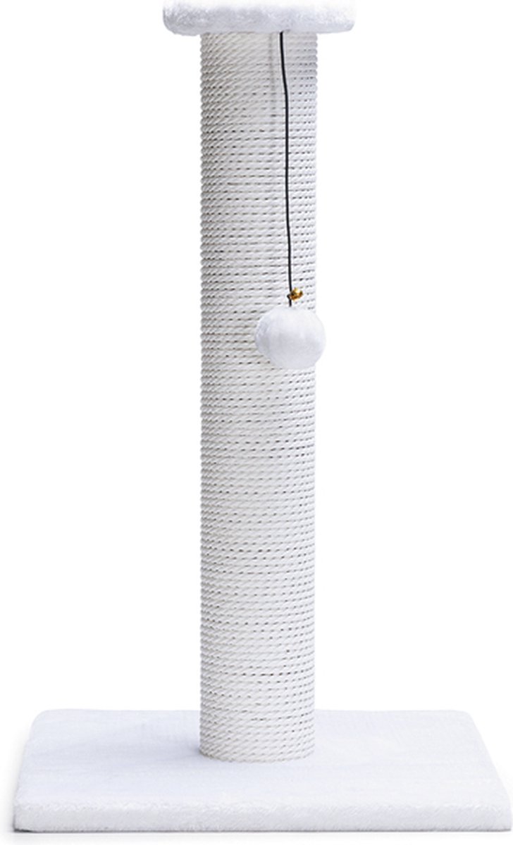 Wit krabpaal met speeltje voor katten
