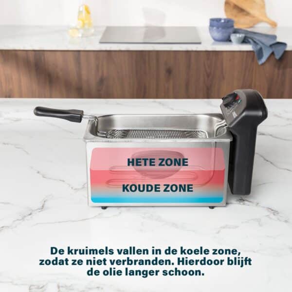 Friteuse met hete en koude zones voor schoon frituren.