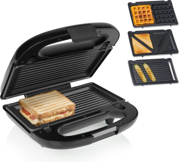 Multifunctionele tosti-ijzer met verwisselbare platen en sandwich