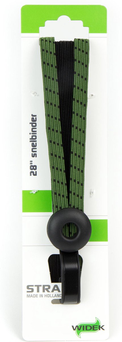 Groene snelbinder fietsaccessoire op witte achtergrond.