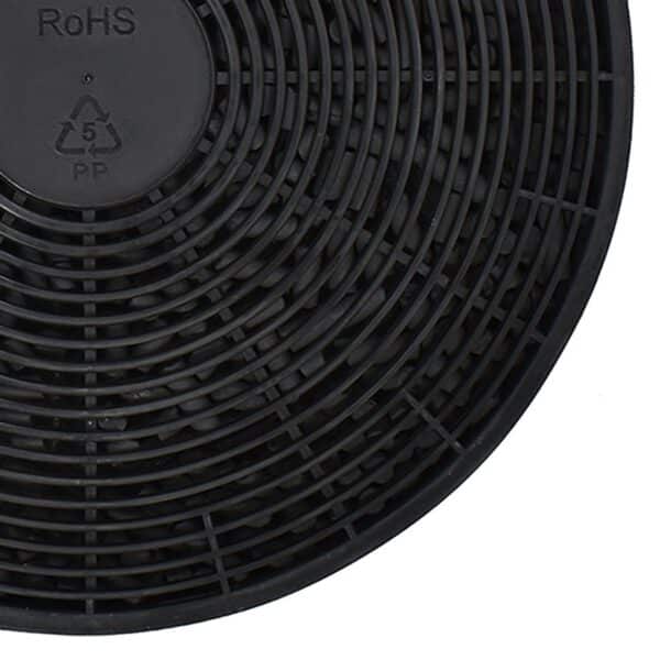 Ronde zwarte plastic ventilatierooster met recycleerbaar symbool