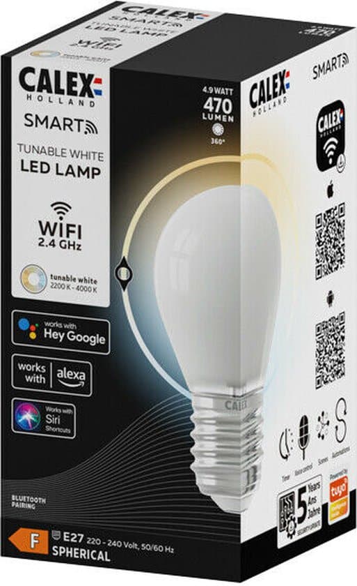 calex slimme lamp wifi led verlichting e27 smart lichtbron dimbaar warm wit licht 4.9w