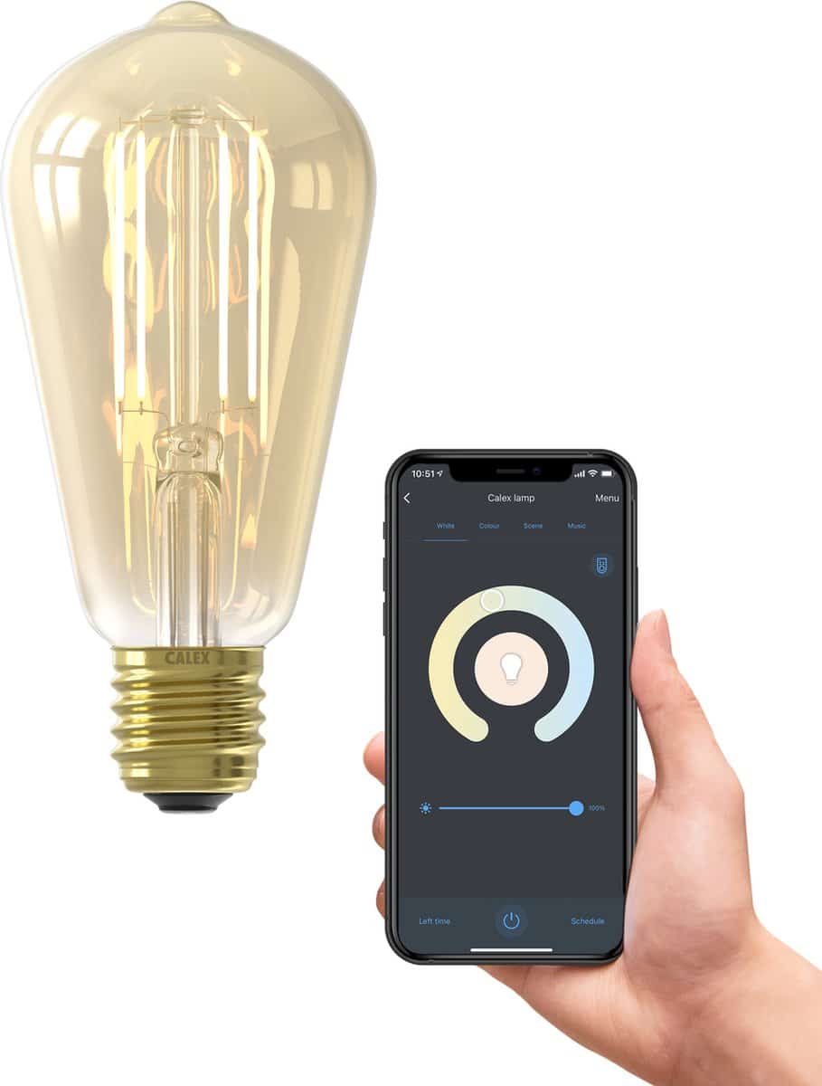 Slimme gloeilamp bediend via mobiele app.