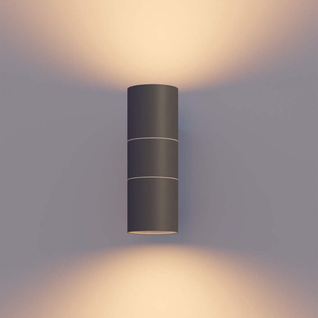 Cilindervormige wandlamp met warme gloed