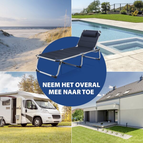 Opvouwbare ligstoel: strand, zwembad, camper, tuin.