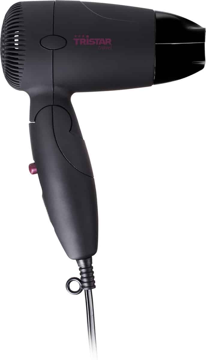 Sèche-cheveux de voyage noir compact avec poignée pliable