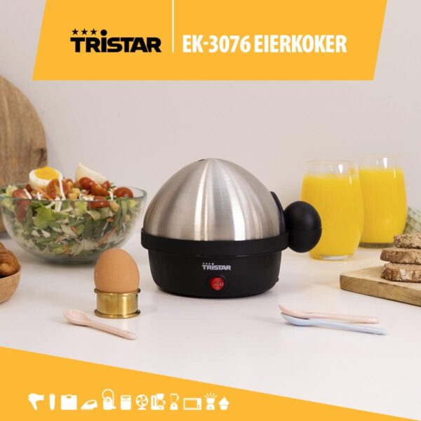 Tristar ei-koker, ontbijt met sap en salade.