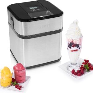 IJsmachine met desserts en vers fruit.