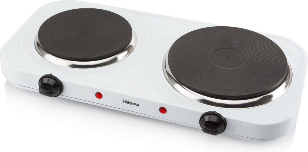 Dubbele elektrische kookplaat met twee draaiknoppen