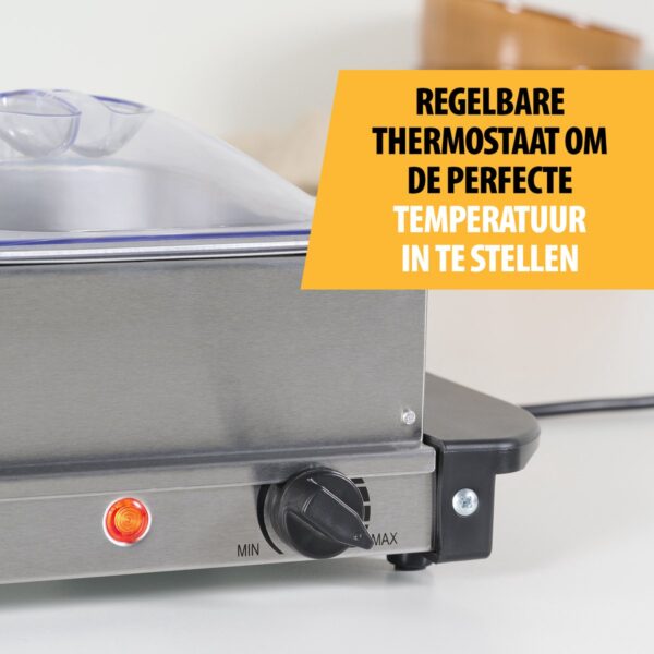 Keukenapparaat met instelbare thermostaatknop.