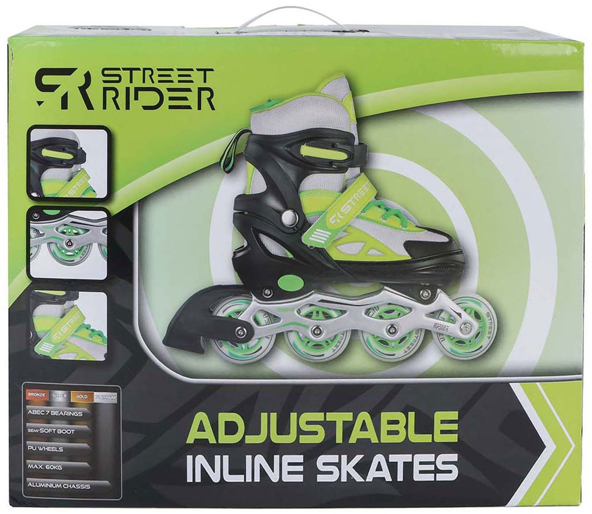 Verstelbare Street Rider inline skates in doos