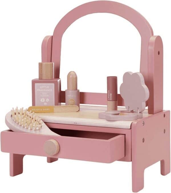 Roze houten kinder kaptafel met accessoires